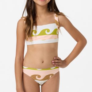 Girl's Lilly Wave Geo Square Neck Bralette Top Set