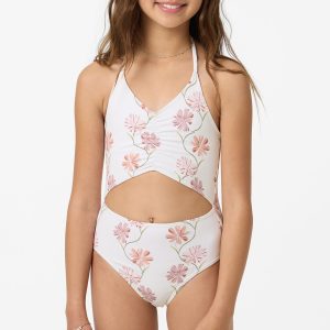 Girl's Ivy Floral Cinched One-Piece
