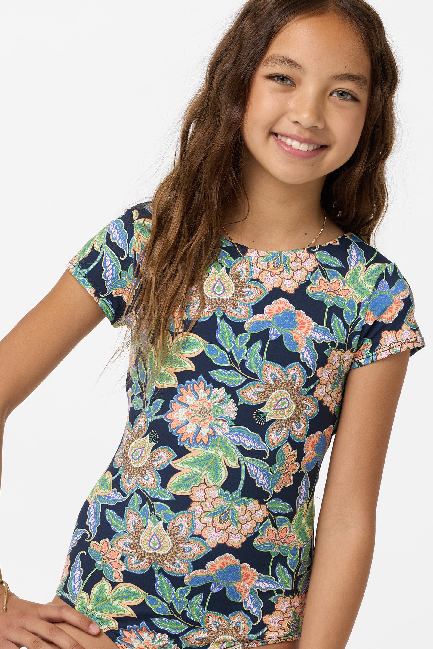 Girl's Mermaid Floral Tie Back Surf Suit - Image 4