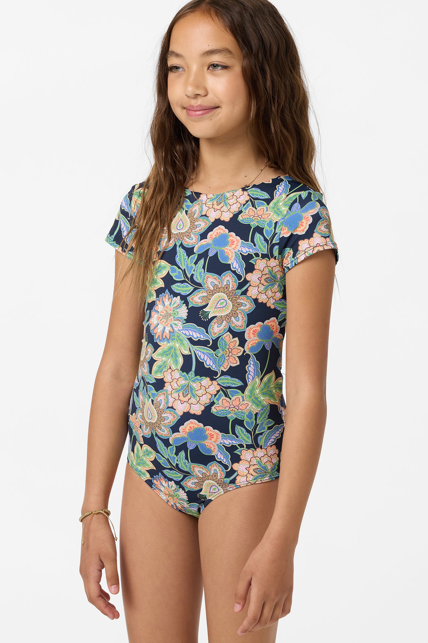 Girl's Mermaid Floral Tie Back Surf Suit - Image 5